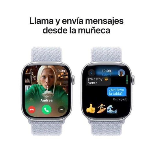 Apple Watch Series 10 GPS 46mm OLED Aluminium Argent avec Loop Sport Bleu Taille Unique Étanche IP6X Pulsomètre SpO2