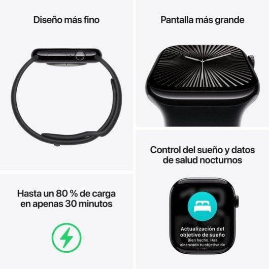 Apple Watch Series 10 GPS 46mm OLED Aluminium Or Rose Bracelet Rose Rubor S/M Étanche IP6X Pulsomètre SpO2 Suivi Sommeil