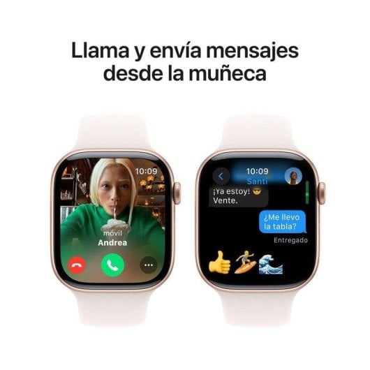 Apple Watch Series 10 GPS 46mm OLED Aluminium Or Rose Bracelet Rose Rubor S/M Étanche IP6X Pulsomètre SpO2 Suivi Sommeil