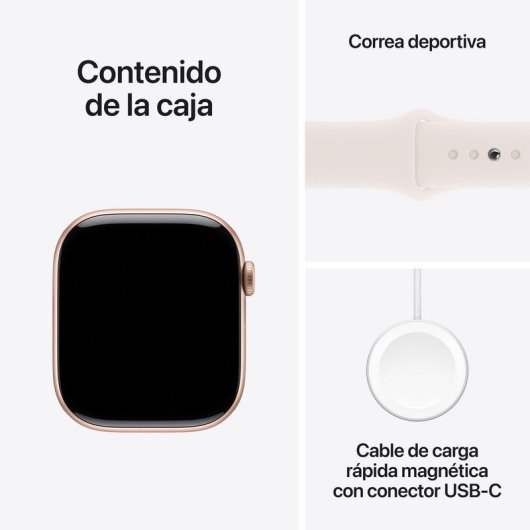 Apple Watch Series 10 GPS 46mm Caja Aluminio Oro Rosa con Correa Deportiva Rosa Rubor M/L