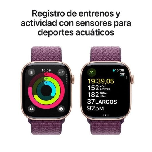 Apple Watch Series 10 GPS 46mm Retina OLED Aluminium Roségold Ciruela Loop M Wasserdicht 50m SpO2 Puls Schlafmonitor