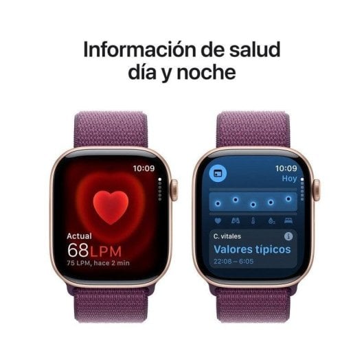 Apple Watch Series 10 GPS 46mm Retina OLED Aluminium Roségold Ciruela Loop M Wasserdicht 50m SpO2 Puls Schlafmonitor