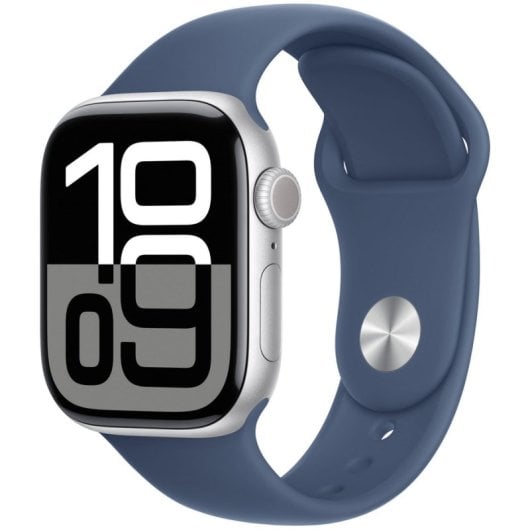 Apple Watch Series 10 GPS + Cellular 42mm Caja Aluminio Plata con Correa Deportiva Azul Denim M/L