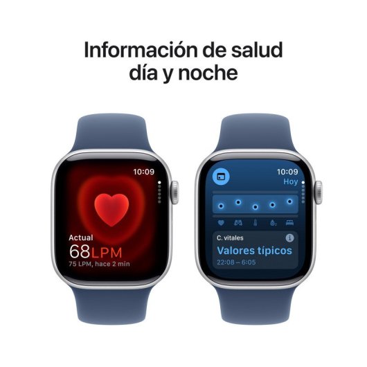 Apple Watch Series 10 GPS + Cellular 42mm Caja Aluminio Plata con Correa Deportiva Azul Denim M/L
