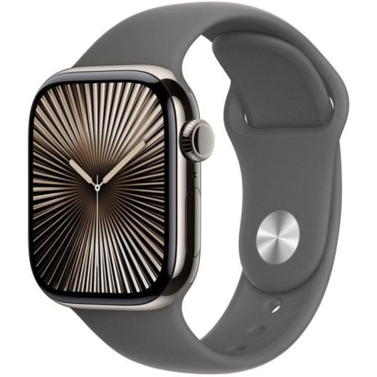 Apple Watch Series 10 GPS Cellular 42mm Retina OLED Titane Naturel Gris Pierre S/M Etanche IP6X SpO2 ECG
