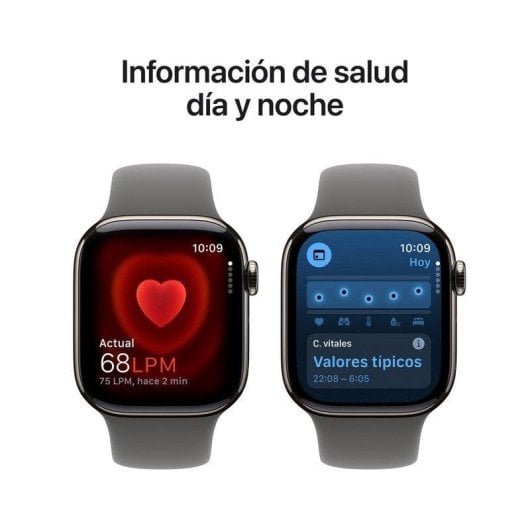 Apple Watch Series 10 GPS + Cellular 42mm OLED Titane Naturel Gris M/L Étanche IP6X Pulsomètre ECG