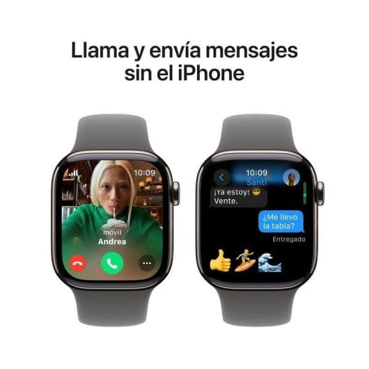 Apple Watch Series 10 GPS + Cellular 42mm OLED Titane Naturel Gris M/L Étanche IP6X Pulsomètre ECG
