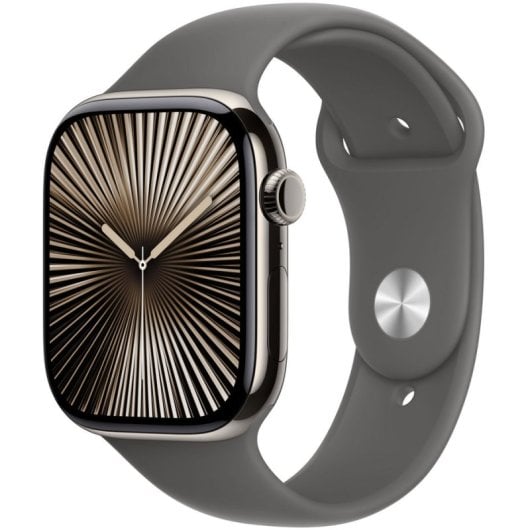 Apple Watch Series 10 GPS + Cellular Boîtier en titane naturel de 46 mm avec bracelet sport gris pierre - S/M