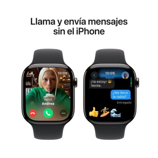 Apple Watch Series 10 GPS + Cellular 46mm Caja Titanio Pizarra con Correa Deportiva Negra M/L