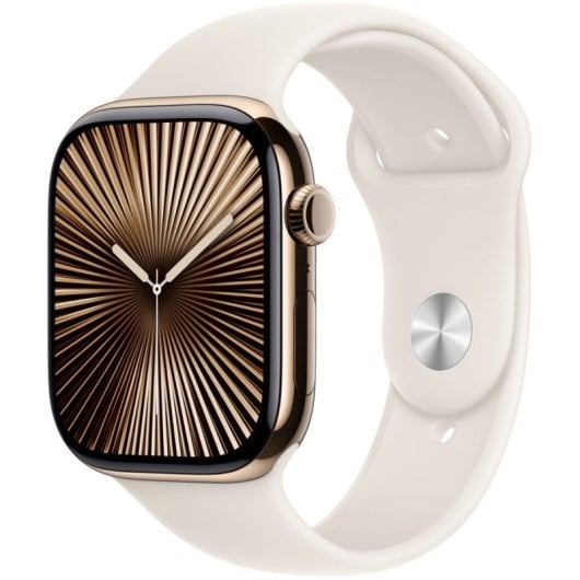 Apple Watch Series 10 GPS + Cellular 46mm Caja Titanio Oro con Correa Deportiva Blanco Estrella S/M