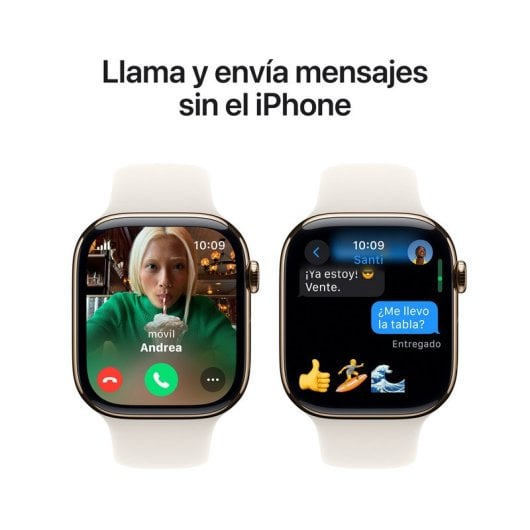 Apple Watch Series 10 GPS + Cellular 46mm Caja Titanio Oro con Correa Deportiva Blanco Estrella S/M