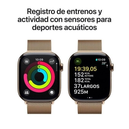 Apple Watch Series 10 GPS + Cellular 46mm Caja Titanio Oro con Correa Milanese Loop Oro M/L