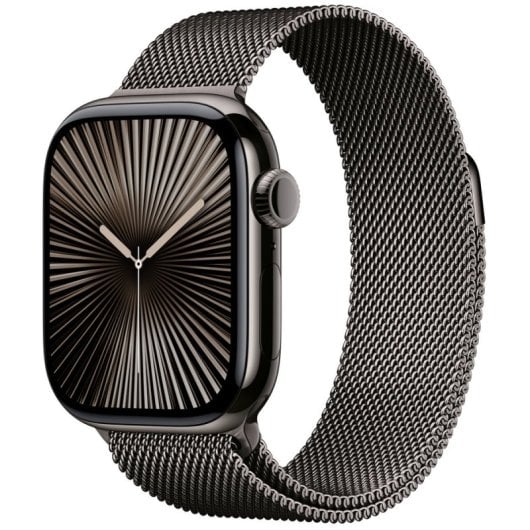 Apple Watch Series 10 GPS + Cellular 42 mm Schiefer-Titangehäuse mit Schiefer-Milanese-Schlaufe