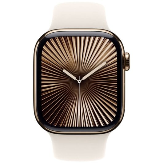 Apple Watch Series 10 GPS + Cellular Cassa in titanio color oro da 42 mm con cinturino Starlight Sport - S/M
