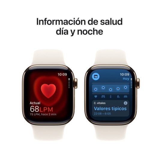 Apple Watch Series 10 GPS + Cellular Cassa in titanio color oro da 42 mm con cinturino Starlight Sport - S/M