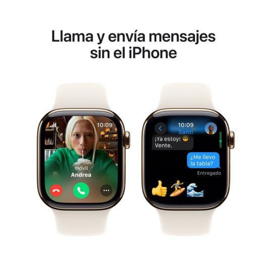 Apple Watch Series 10 GPS + Cellular Cassa in titanio color oro da 42 mm con cinturino Starlight Sport - S/M