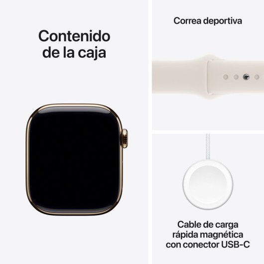 Apple Watch Series 10 GPS + Cellular Cassa in titanio color oro da 42 mm con cinturino Starlight Sport - S/M