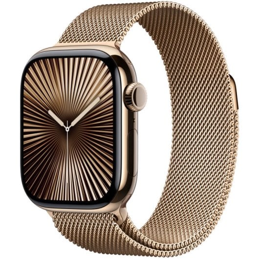 Apple Watch Series 10 GPS + Cellular 42mm Caja Titanio Oro con Correa Milanese Loop Oro