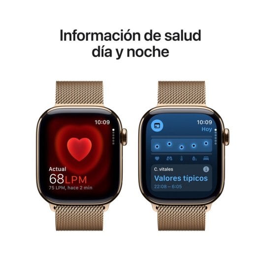 Apple Watch Series 10 GPS + Cellular 42mm Caja Titanio Oro con Correa Milanese Loop Oro