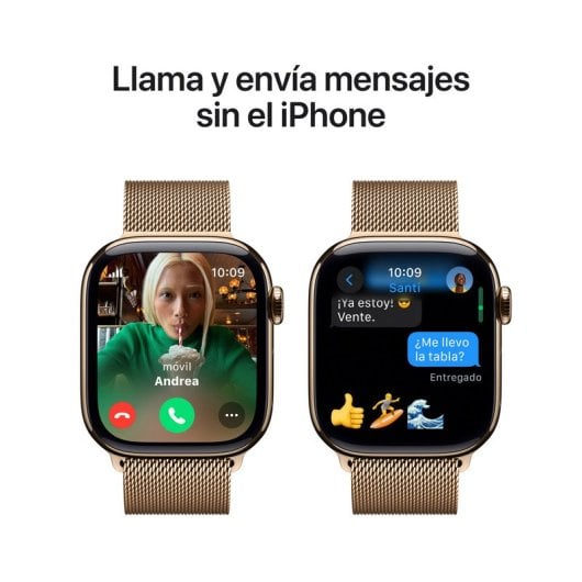 Apple Watch Series 10 GPS + Cellular 42mm Caja Titanio Oro con Correa Milanese Loop Oro