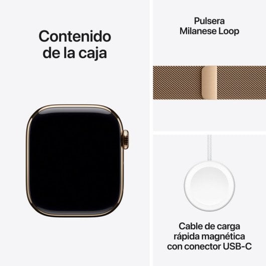 Apple Watch Series 10 GPS + Cellular 42mm Caja Titanio Oro con Correa Milanese Loop Oro