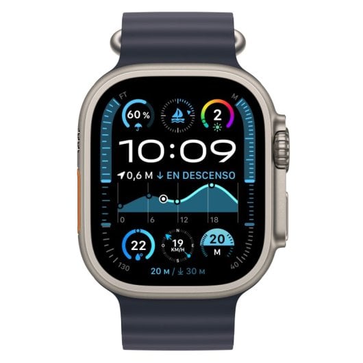 Apple Watch Ultra 2 GPS + Cellular 49mm Titânio Natural com Bracelete Ocean Azul Navy