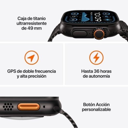 Apple Watch Ultra 2 GPS + Cellular 49mm Retina OLED Titanio Naturale Correa Alpine L IP6X SpO2 Cardiofrequenzimetro