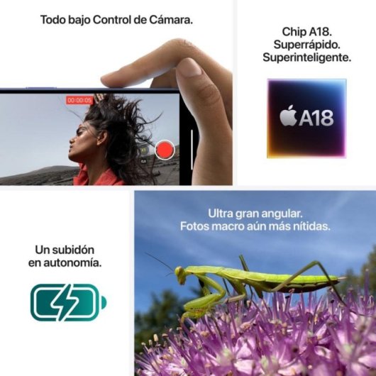Apple iPhone 16 128GB 6.1" OLED Super Retina XDR 5G Dual SIM Câmara 48MP iOS 18 Verde Azulado