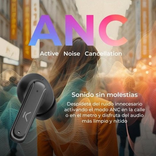 Ksix Vision In-Ear Kopfhörer kabellos Bluetooth mit ANC, TFT-Display, Weiß