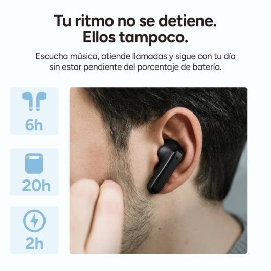 Auriculares Ksix Vision inalámbricos Bluetooth con Cancelación de Ruido ANC, pantalla táctil y rastreo, blancos