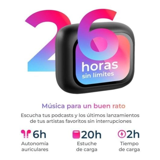 Ksix Vision In-Ear Kopfhörer kabellos Bluetooth mit ANC, TFT-Display, Weiß