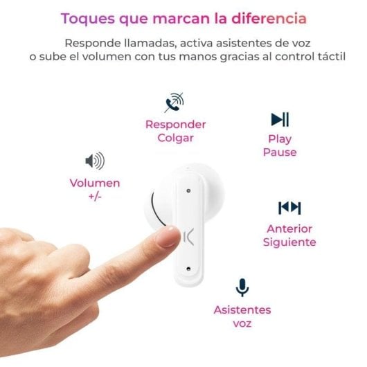 Ksix Vision In-Ear Kopfhörer kabellos Bluetooth mit ANC, TFT-Display, Weiß