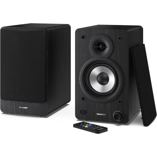 Sharp CP-SS30(BK) 2-Wege-Aktivlautsprecher 60W RMS, Holzgehäuse, Bluetooth, optisch, USB, RCA, AUX
