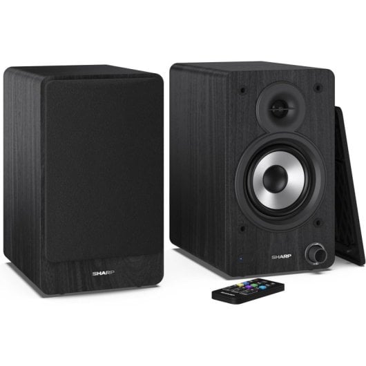 Sharp CP-SS30(BK) 2-Wege-Aktivlautsprecher 60W RMS, Holzgehäuse, Bluetooth, optisch, USB, RCA, AUX
