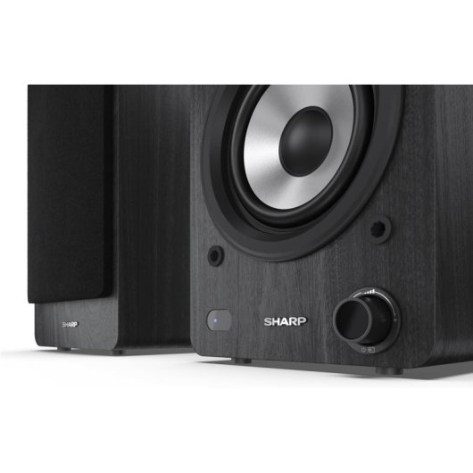 Sharp CP-SS30(BK) 2-Wege-Aktivlautsprecher 60W RMS, Holzgehäuse, Bluetooth, optisch, USB, RCA, AUX