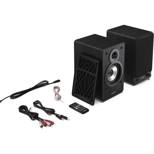 Sharp CP-SS30(BK) 2-Wege-Aktivlautsprecher 60W RMS, Holzgehäuse, Bluetooth, optisch, USB, RCA, AUX