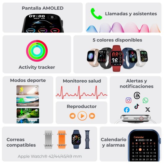 Ksix Urban 5 Smartwatch Pantalla Amoled 1.96" Rojo