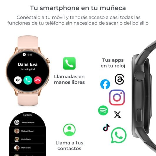 Ksix Core 2 Smartwatch, Amoled-Bildschirm, 1,43 Zoll, Schwarz