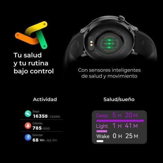 Ksix Core 2 Bluetooth 46,8mm AMOLED Schwarz Einheitsgröße IP67 SpO2 Puls Schlaf Herzfrequenz