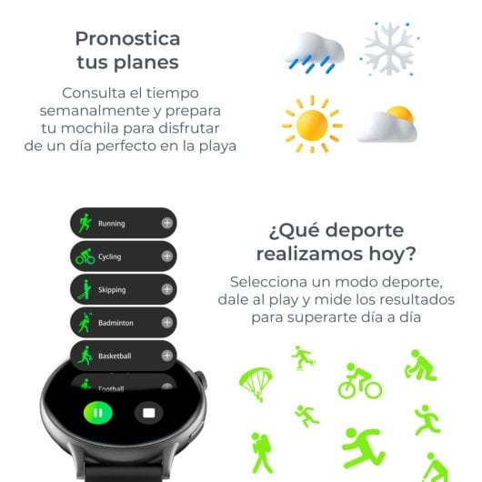 Ksix Core 2 Smartwatch, Amoled-Bildschirm, 1,43 Zoll, Schwarz
