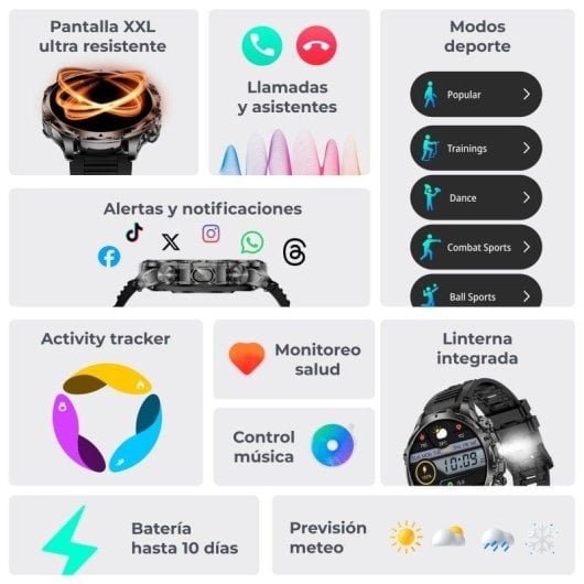 Ksix Venture Bluetooth 55mm TFT Preto Tamanho Único IP68 SpO2 Pulsómetro Sono