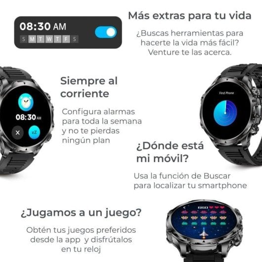 Ksix Venture Bluetooth 55mm TFT Preto Tamanho Único IP68 SpO2 Pulsómetro Sono
