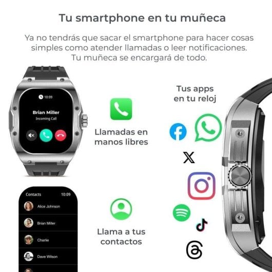 Ksix Hero Bluetooth 54mm AMOLED Nero IP68 SpO2 Frequenza Cardiaca Sonno Chiamate