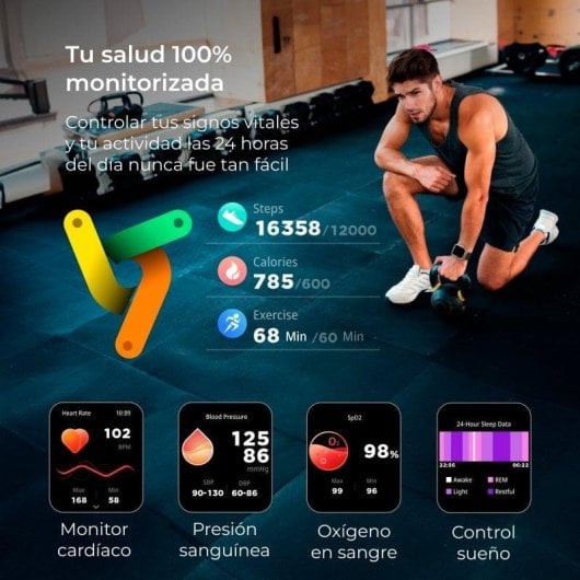 Ksix Hero Bluetooth 54mm AMOLED Nero IP68 SpO2 Frequenza Cardiaca Sonno Chiamate