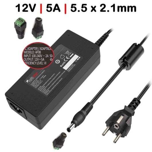 Cargador Para TFT Monitor 12V 5A 60W + Conector Apto Para Tira LED