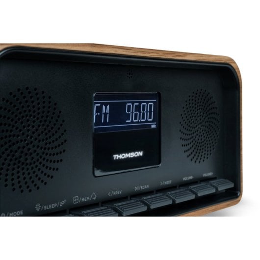 Thomson RT850BT Radio Despertador y Altavoz Bluetooth 30W Madera