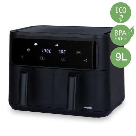 Friteuse sans Huile HKoenig FRY900 9L 2400W Double Panier Écran Tactile 8 Programmes