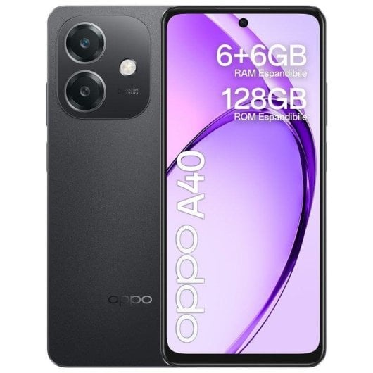 Oppo A40 6GB 128GB 6.67" LCD 4G Dual SIM NFC Batteria 5100mAh SuperVOOC Android 14 Nero