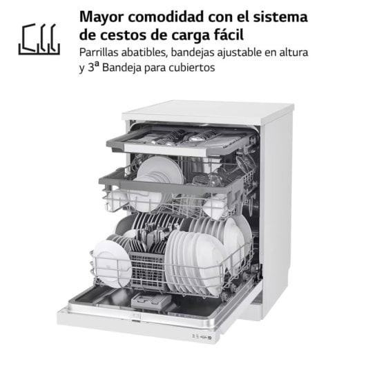 LG QuadWashTM DF243FW.ABWQEES Lavavajillas Capacidad 14 Cubiertos D Blanco