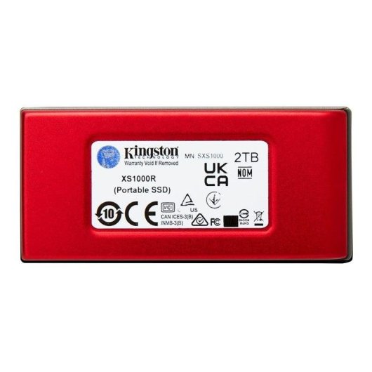 Disco Duro Kingston XS1000 2TB SSD Externo USB 3.2 Gen 2 Rojo 1050 MB/s
